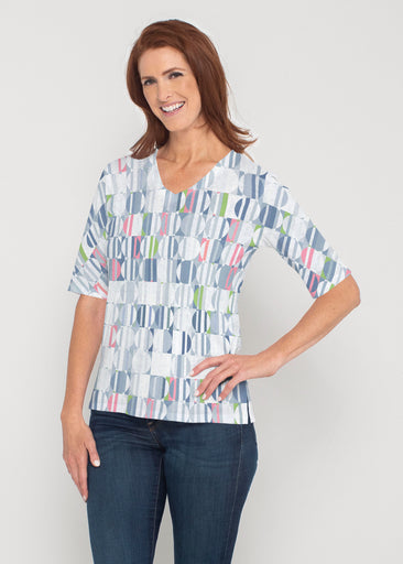 Around We Go (8012) ~ Signature Elbow Sleeve V-Neck Top