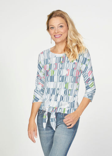 Around We Go (8012) ~ French Terry Tie 3/4 Sleeve Top