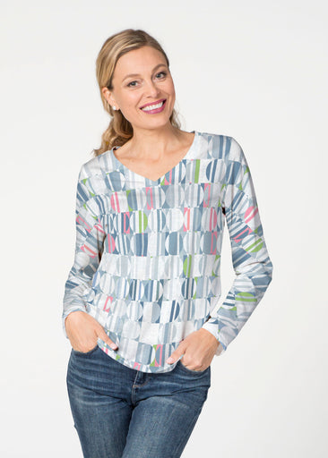 Around We Go (8012) ~ French Terry V-neck Top