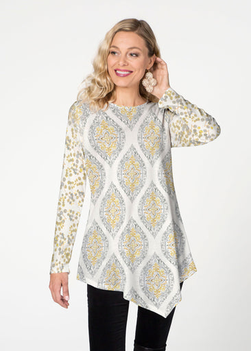 Etched Motif (8014) ~ Asymmetrical French Terry Tunic