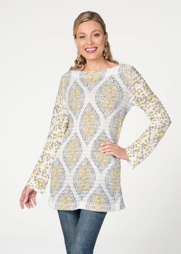 Etched Motif (8014) ~ Banded Boatneck Tunic