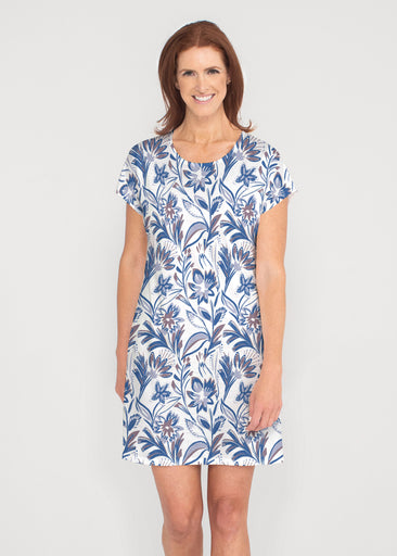 Floral Buds (8015) ~ French Terry Short Sleeve Crew Dress
