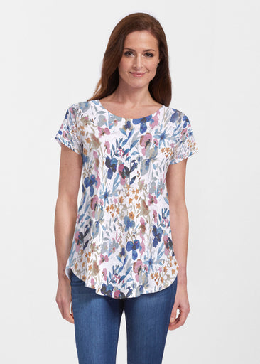 Rossa (8016) ~ Short Sleeve Scoop Neck Flowy Tunic