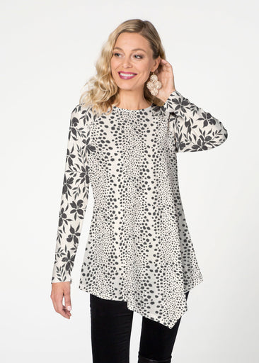 Leopard Rose (8018) ~ Asymmetrical French Terry Tunic