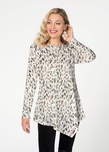 Leopard Bouquet (8019) ~ Asymmetrical French Terry Tunic