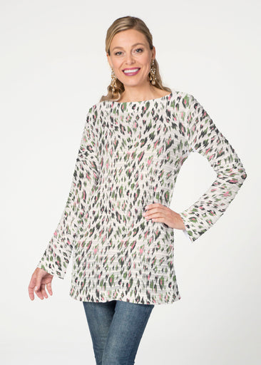 Leopard Bouquet (8019) ~ Banded Boatneck Tunic
