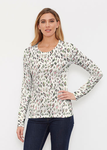 Leopard Bouquet (8019) ~ Thermal Long Sleeve Crew Shirt