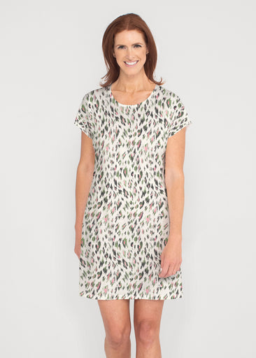 Leopard Bouquet (8019) ~ French Terry Short Sleeve Crew Dress