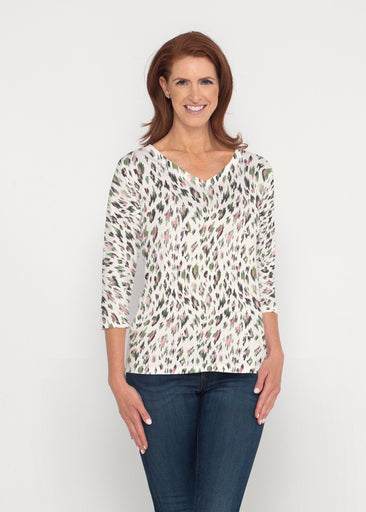 Leopard Bouquet (8019) ~ Signature 3/4 Sleeve V-Neck Top