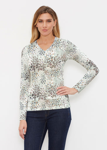 Painted Dots (8020) ~ Butterknit Long Sleeve V-Neck Top