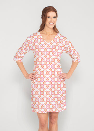 Bangles & Dots (8022) ~ Drop Shoulder 3/4 Sleeve V-Neck Dress