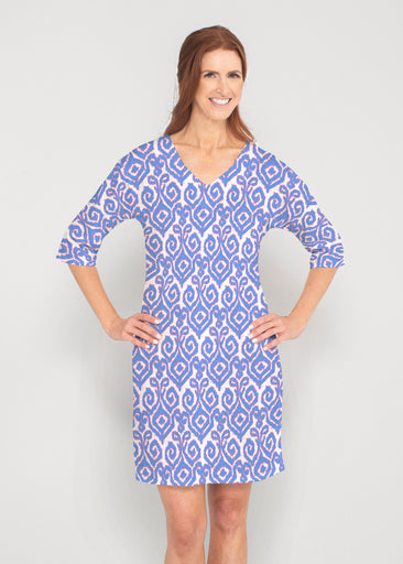 Crayola Royal (8023) ~ Drop Shoulder 3/4 Sleeve V-Neck Dress