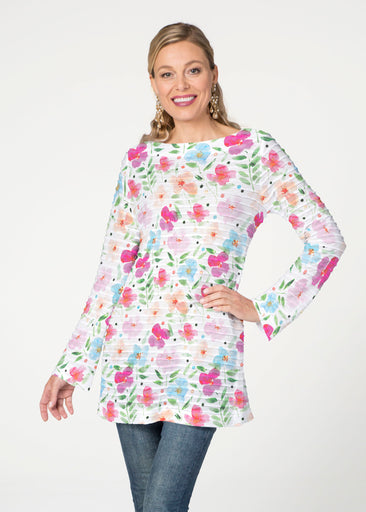 Vibrant Meadow (8026) ~ Banded Boatneck Tunic