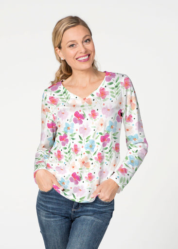 Vibrant Meadow (8026) ~ French Terry V-neck Top
