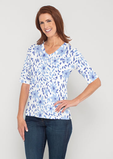 May Flowers (8027) ~ Signature Elbow Sleeve V-Neck Top