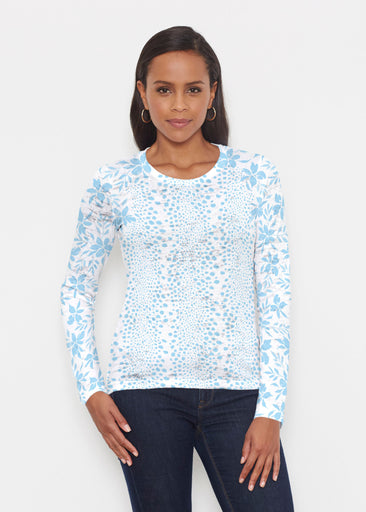 Leopard Rose Aqua (8028) ~ Signature Long Sleeve Crew Shirt