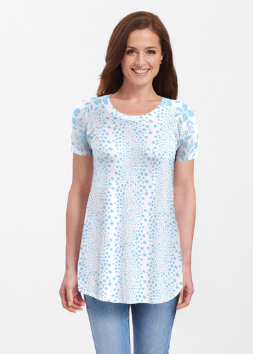 Leopard Rose Aqua (8028) ~ Short Sleeve Butterknit tunic