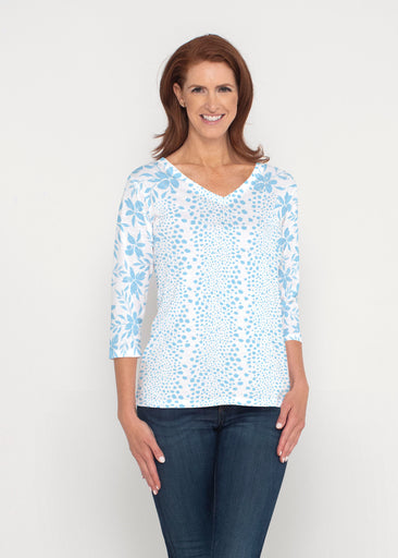 Leopard Rose Aqua (8028) ~ Signature 3/4 Sleeve V-Neck Top