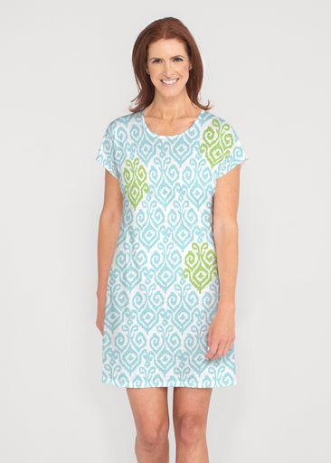 Crayola Aqua- Lime (8029) ~ French Terry Short Sleeve Crew Dress