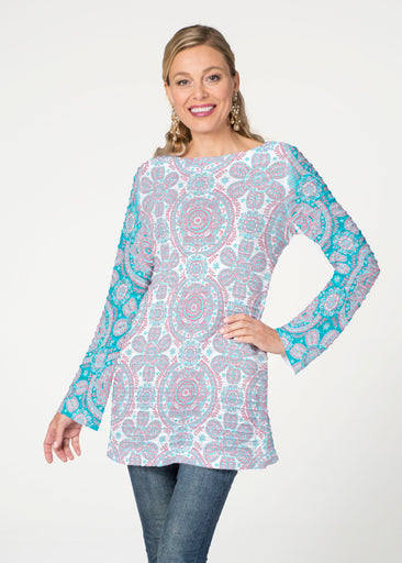 Etched Mod Blue (8033) ~ Banded Boatneck Tunic