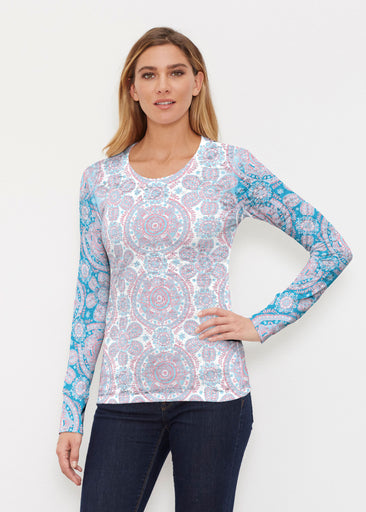 Etched Mod Blue (8033) ~ Thermal Long Sleeve Crew Shirt