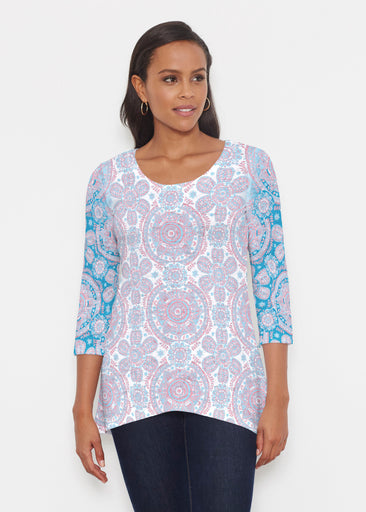 Etched Mod Blue (8033) ~ Katherine Hi-Lo Thermal Tunic