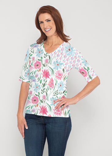 Hello Dolly (8038) ~ Signature Elbow Sleeve V-Neck Top