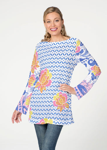 Vintage Blooms (8039) ~ Banded Boatneck Tunic