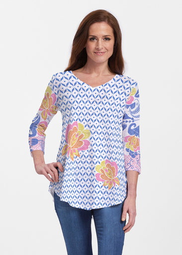 Vintage Blooms (8039) ~ V-neck Flowy Tunic
