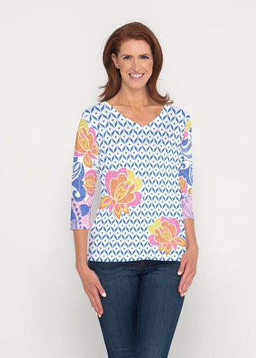 Vintage Blooms (8039) ~ Signature 3/4 Sleeve V-Neck Top