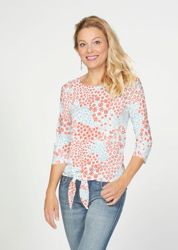 Annabelle (8040) ~ French Terry Tie 3/4 Sleeve Top