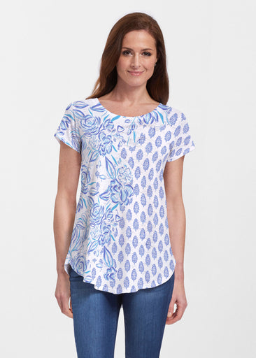 Flora (8041) ~ Short Sleeve Scoop Neck Flowy Tunic