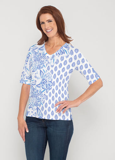 Flora (8041) ~ Signature Elbow Sleeve V-Neck Top