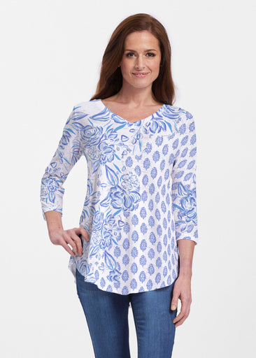 Flora (8041) ~ V-neck Flowy Tunic