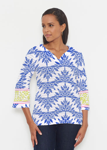 Eccentric (8043) ~ Banded 3/4 Bell-Sleeve V-Neck Tunic