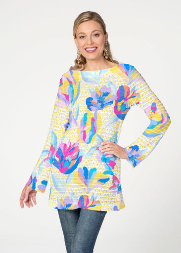 Floral Spades (8048) ~ Banded Boatneck Tunic