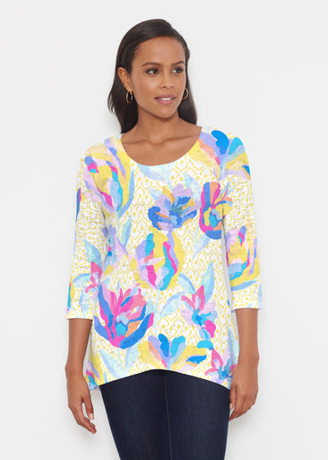 Floral Spades (8048) ~ Katherine Hi-Lo Thermal Tunic