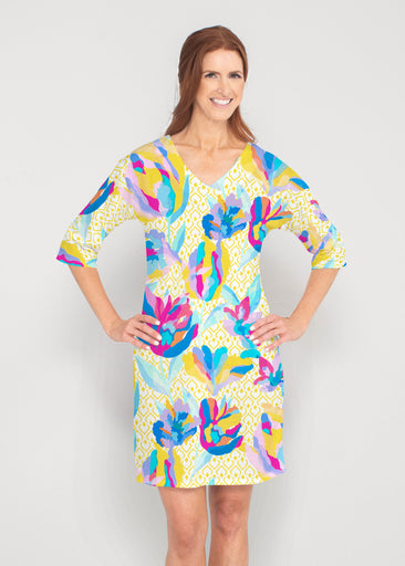 Floral Spades (8048) ~ Lucy 3/4 Sleeve V-Neck Dress