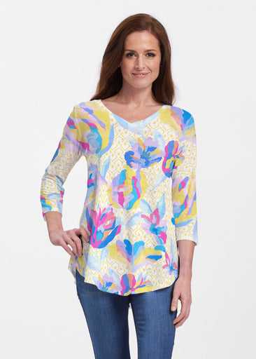 Floral Spades (8048) ~ V-neck Flowy Tunic