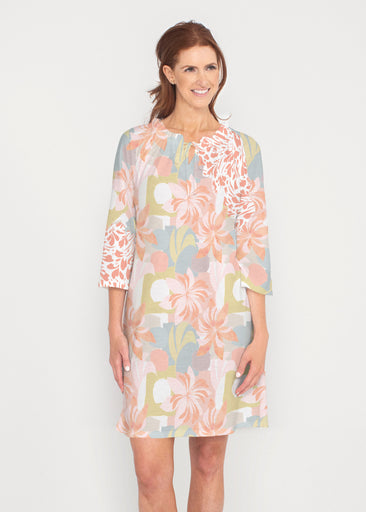 Garden Collage (8049) ~ Gathered Neck Bell Sleeve Dress