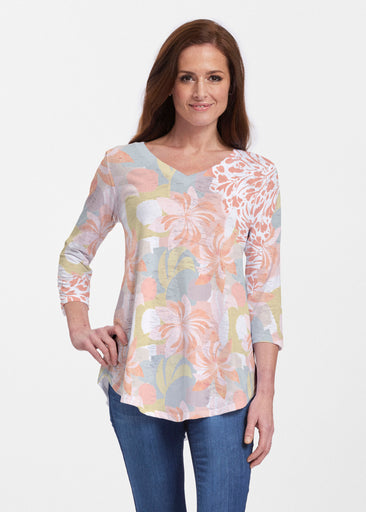 Garden Collage (8049) ~ V-neck Flowy Tunic