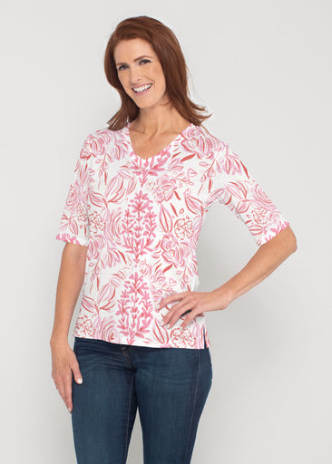 Scarlett (8052) ~ Signature Elbow Sleeve V-Neck Top