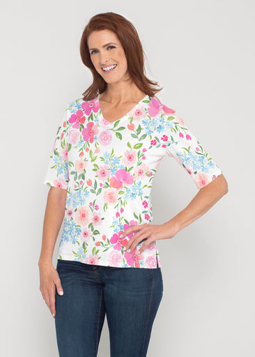 Rosie Dots (8053) ~ Signature Elbow Sleeve V-Neck Top