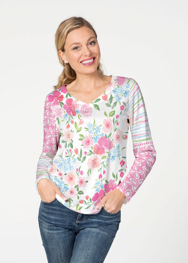Rosie Dots (8053) ~ French Terry V-neck Top