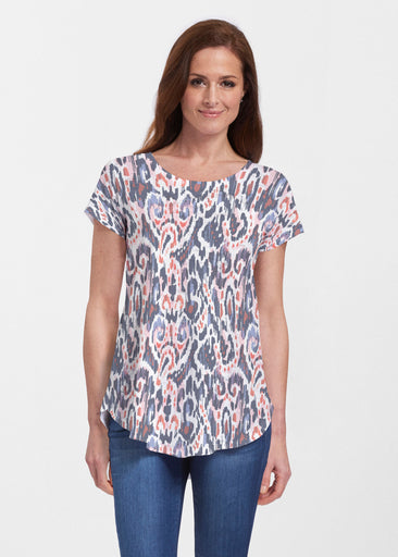 Boho Paisley (8054) ~ Short Sleeve Scoop Neck Flowy Tunic