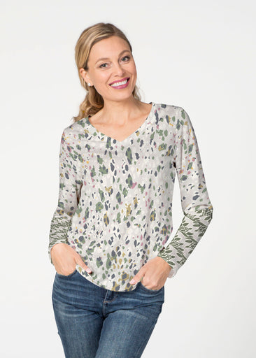Jazzy Spots (8055) ~ French Terry V-neck Top