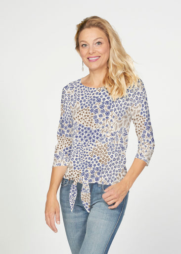 Annabelle Autumn (8058) ~ French Terry Tie 3/4 Sleeve Top