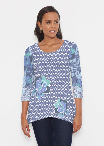 Vintage Blooms Blue (8060) ~ Katherine Hi-Lo Thermal Tunic