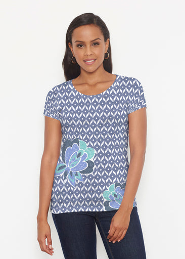 Vintage Blooms Blue (8060) ~ Short Sleeve Scoop Shirt