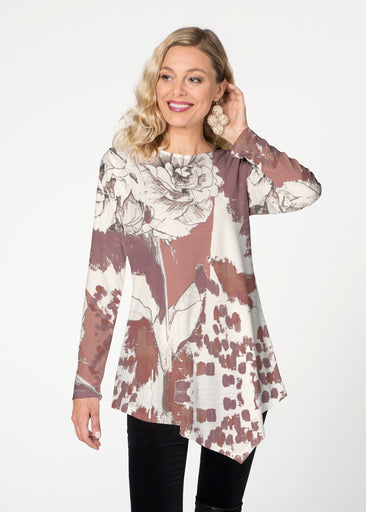 Rusty Rose (8062) ~ Asymmetrical French Terry Tunic